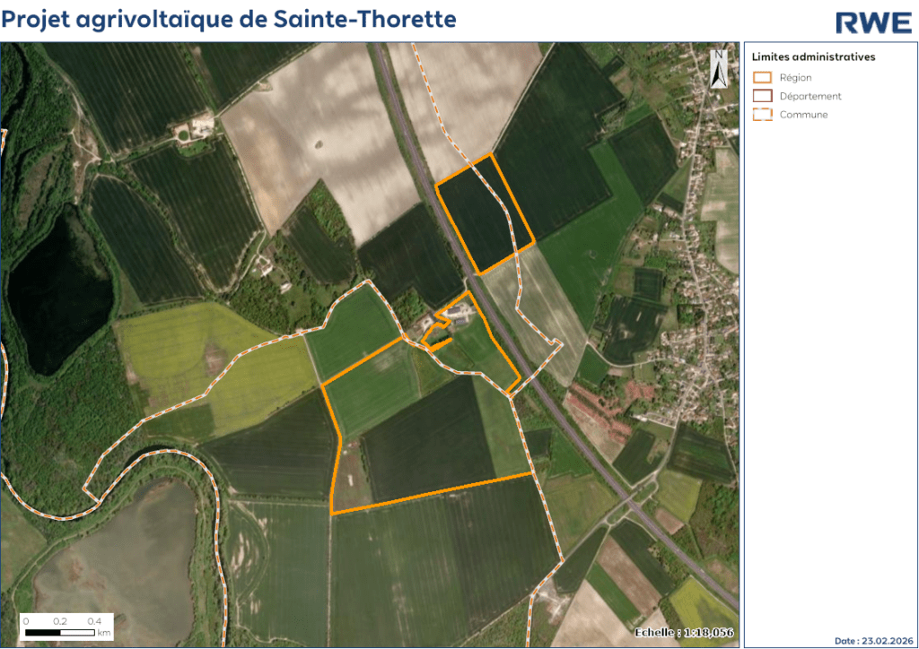 Carte de la zone d'études du projet agrivoltaïque